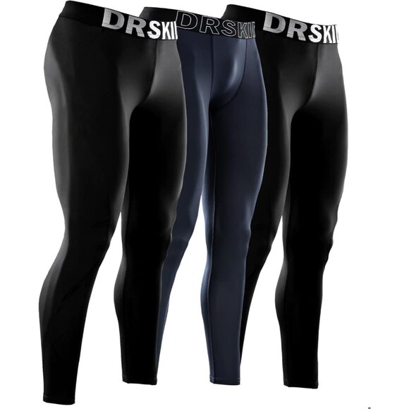 Men’s Black Dark Navy Compression Baselayer Athletic Workout Pant Tight Legging